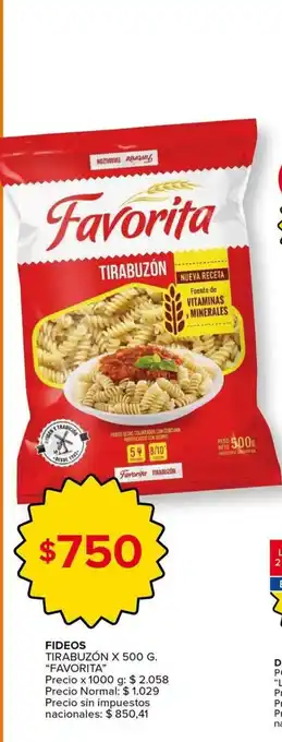 Favorita fideos tirabuzón