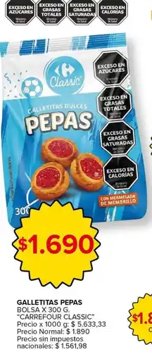 Carrefour Express Carrefour classic galletitas dulces pepas oferta