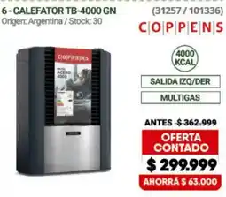 Hendel Coppens calefactor tb-4000 gn oferta