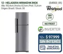 Hendel Whirlpool heladera wrm42hk inox oferta