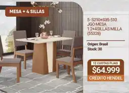 Hendel Jgo mesa mesa + 4 sillas milla oferta