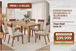 Hendel Hendel mesa + 6 sillas oferta