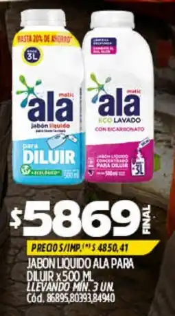 Supermercados Yaguar Ala jabón líquido para diluir oferta