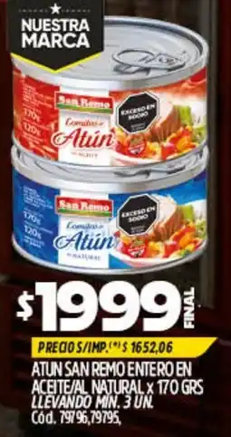 Supermercados Yaguar San remo atún en aceite natural oferta