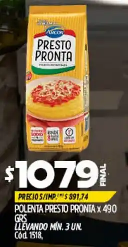 Supermercados Yaguar Acor polenta presto pronta oferta