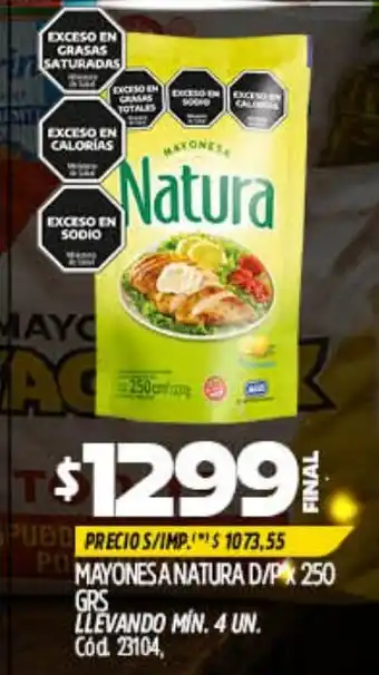 Supermercados Yaguar Natura mayonesa oferta