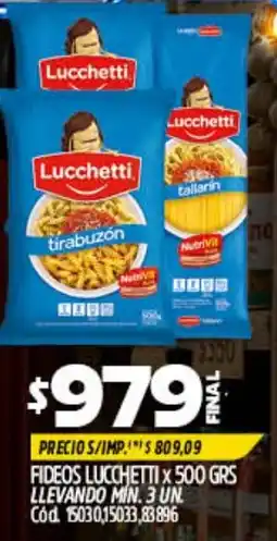 Supermercados Yaguar Lucchetti fideos tirabuzón oferta
