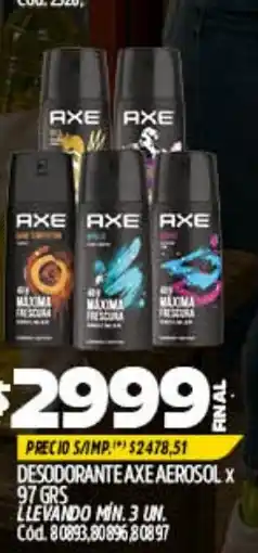 Supermercados Yaguar Axe desodorante aerosol oferta