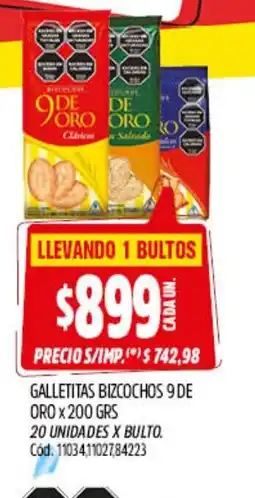 Supermercados Yaguar Galletitas bizcochos 9 de oro oferta