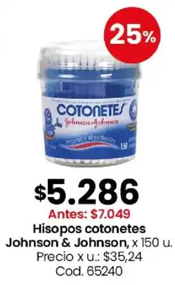 Coto Johnson & Johnson hisopos cotonetes oferta
