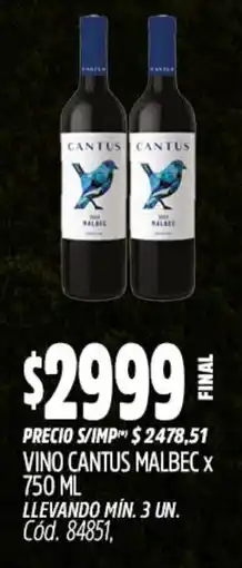 Supermercados Yaguar Cantus vino malbec oferta