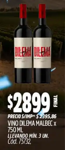 Supermercados Yaguar Dilema vino malbec oferta