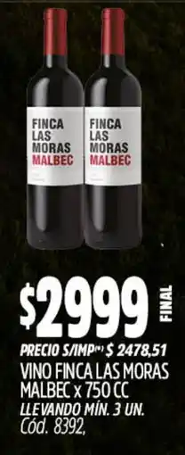 Supermercados Yaguar Finca las moras malbec oferta