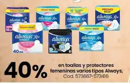 Coto Always toallas y protectores femeninas varios tipos oferta