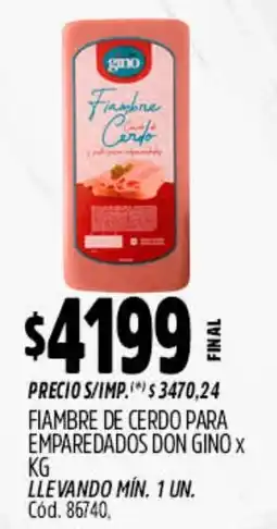 Supermercados Yaguar Gino fiambre de cerdo para emparedados oferta