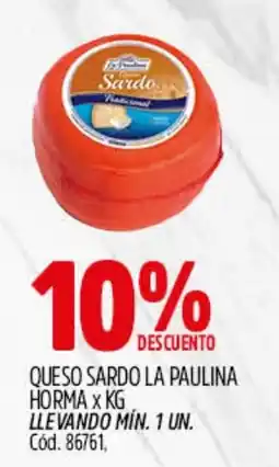 Supermercados Yaguar La paulina queso sardo tradicional oferta