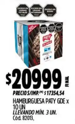 Supermercados Yaguar Paty hamburguesa oferta