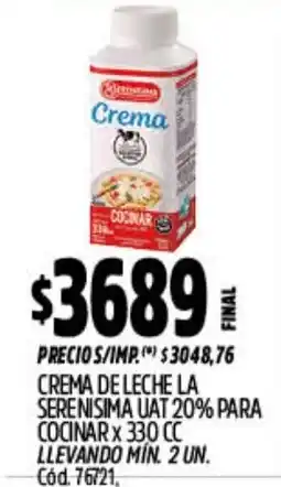 Supermercados Yaguar La serenisima crema de leche para cocinar oferta