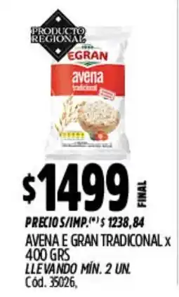 Supermercados Yaguar Egran avena tradicional oferta