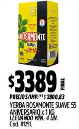 Supermercados Yaguar Rosamonte yerba suave 55 oferta