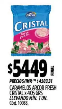 Supermercados Yaguar Arcor caramelo fresh cristal oferta
