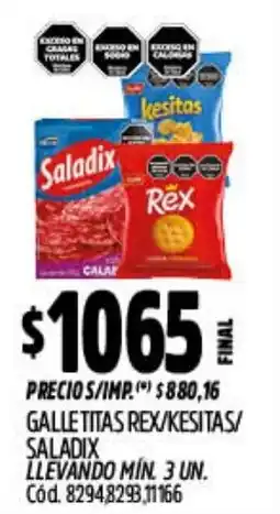 Supermercados Yaguar Rex galletitas/saladix oferta