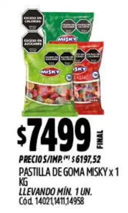 Supermercados Yaguar Misky pastilla de goma oferta