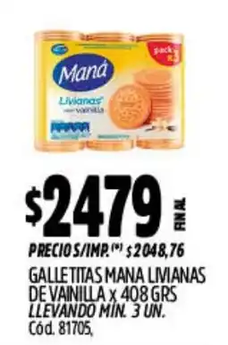 Supermercados Yaguar Maná galletitas livianas de vainilla oferta