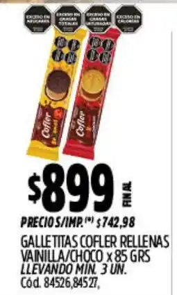 Supermercados Yaguar Cofler galletitas rellenas vainilla/choco oferta