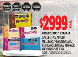 Supermercados Yaguar Galletitas amor/mellizas/merengadas/rumba/sonrisas tripack oferta