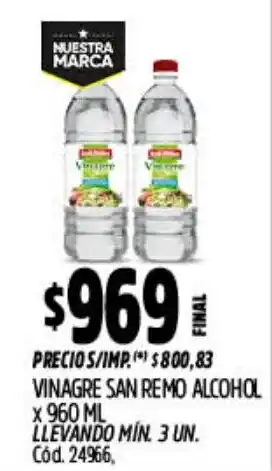 Supermercados Yaguar Vinagre san remo alcohol oferta