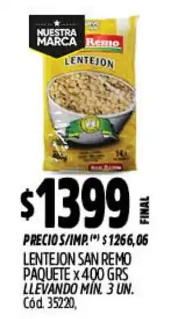 Supermercados Yaguar Remo lentejon oferta