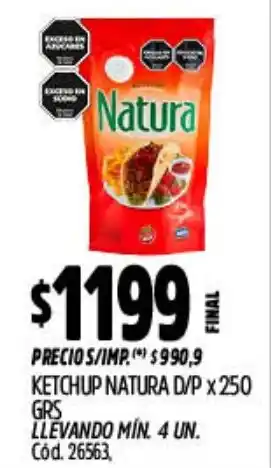 Supermercados Yaguar Natura ketchup oferta