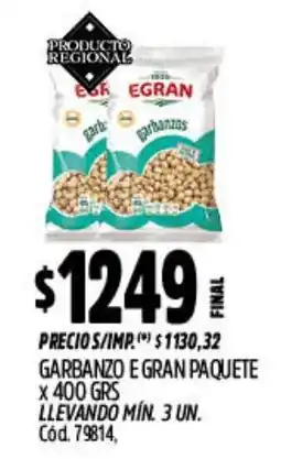Supermercados Yaguar Egran garbanzo oferta