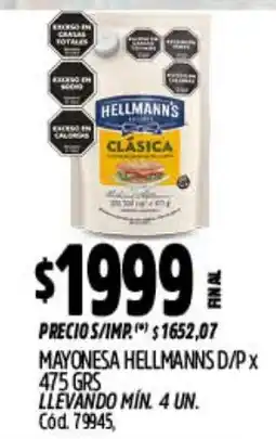 Supermercados Yaguar Hellmanns mayonesa clásica oferta