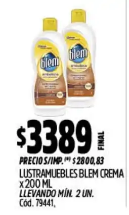 Supermercados Yaguar Blem lustramuebles crema oferta