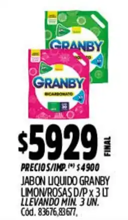 Supermercados Yaguar Granby jabon liquido oferta