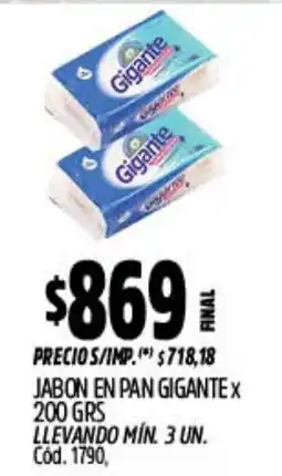 Supermercados Yaguar Gigante jabon en pan oferta