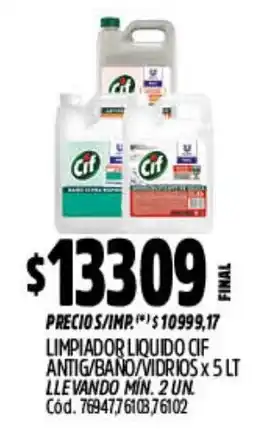 Supermercados Yaguar Cif limpiador liquido antig/bano/vidrios oferta