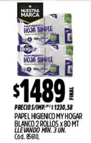 Supermercados Yaguar Hogar papel higienico my hogar blanco oferta