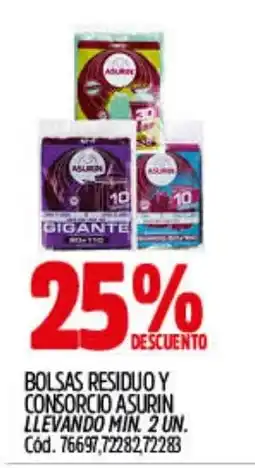Supermercados Yaguar Asurin bolsas residuo y consorcio oferta