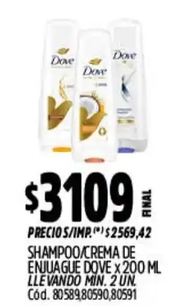 Supermercados Yaguar Dove shampoo/crema de enjuague oferta
