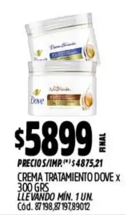 Supermercados Yaguar Dove crema tratamiento oferta