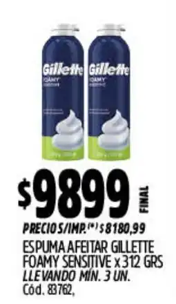 Supermercados Yaguar Gillette espuma afeitar foamy sensitive oferta