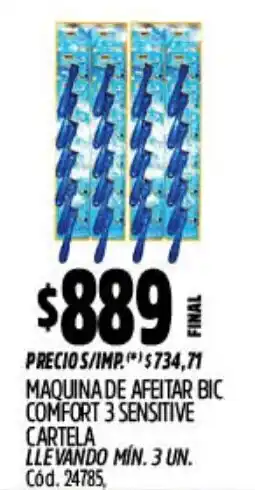 Supermercados Yaguar Bic maquina de afeitar comfort 3 sensitive oferta