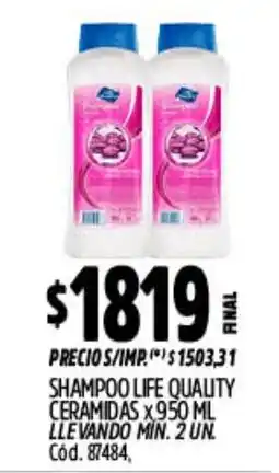Supermercados Yaguar Shampoo life quality ceramidas oferta