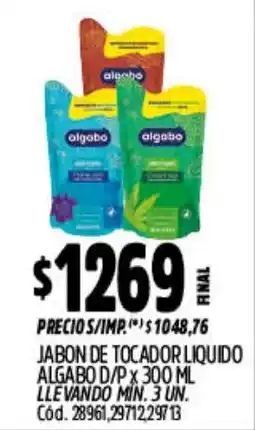 Supermercados Yaguar algabo jabon de tocador liquido oferta