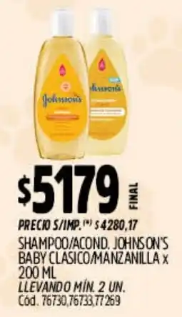Supermercados Yaguar johnsons shampoo/acond. baby clasico/manzanilla oferta