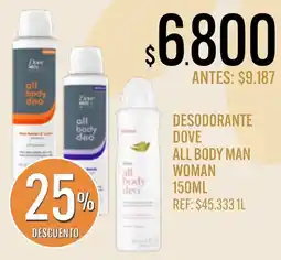 Supermercados Todo Dove desodorante all body man woman oferta