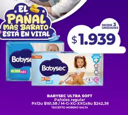 Supermayorista Vital Babysec ultra soft pañales regular oferta